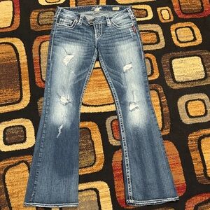 Silver Jeans Blue Distressed Flare Jeans